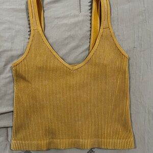 Yellow Ribbed Women's Tank Top